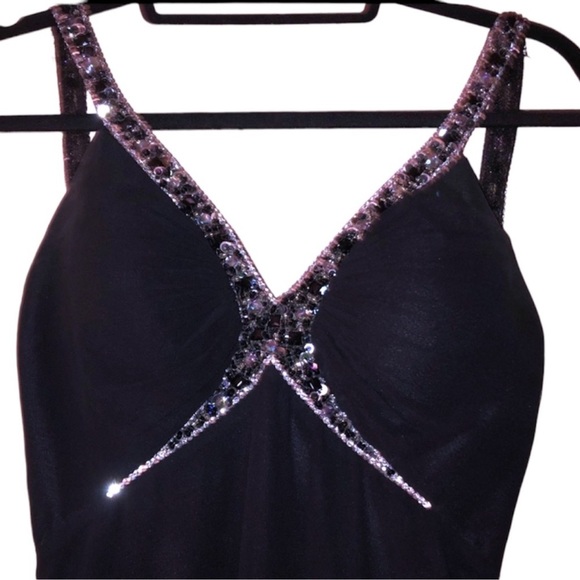 SUGARPLUM | BLACK SEQUIN AND RUFFLED GOWN - Picture 4 of 8